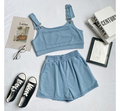 Set: Plain Crop Tank Top + Shorts mySite