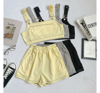 Set: Plain Crop Tank Top + Shorts mySite