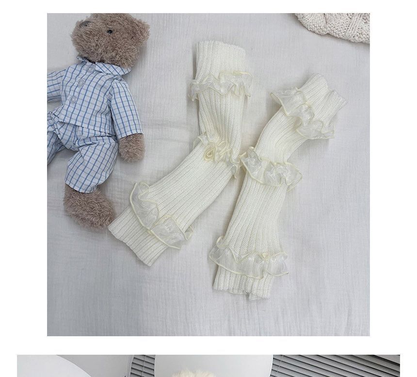 Ruffle Trim Ribbed Knit Leg Warmers SpreePicky