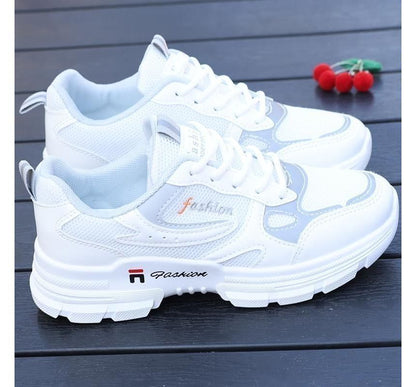 Letter Embroidered Lace-Up Platform Sneakers SpreePicky