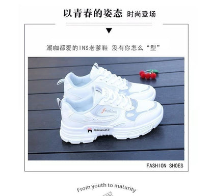 Letter Embroidered Lace-Up Platform Sneakers SpreePicky