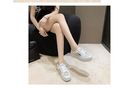 Lettering Mesh Panel Lace-Up Platform Sneakers SpreePicky