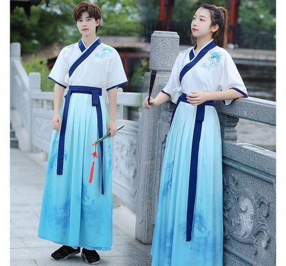 Couple Matching Dragon Print Hanfu Costume Set SpreePicky