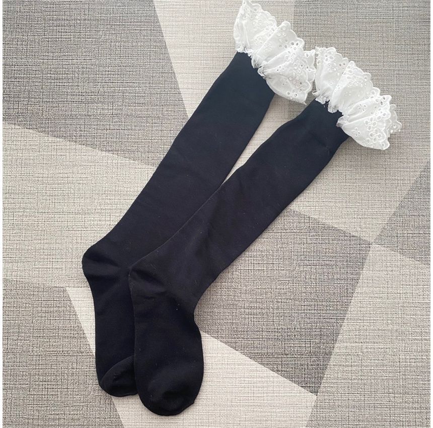 Plain Eyelet Lace Ruffled Socks SpreePicky
