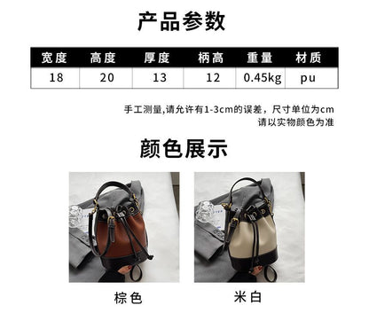 Contrast Trim Top Handle Bucket Bag SpreePicky