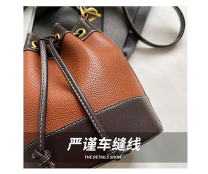 Contrast Trim Top Handle Bucket Bag SpreePicky