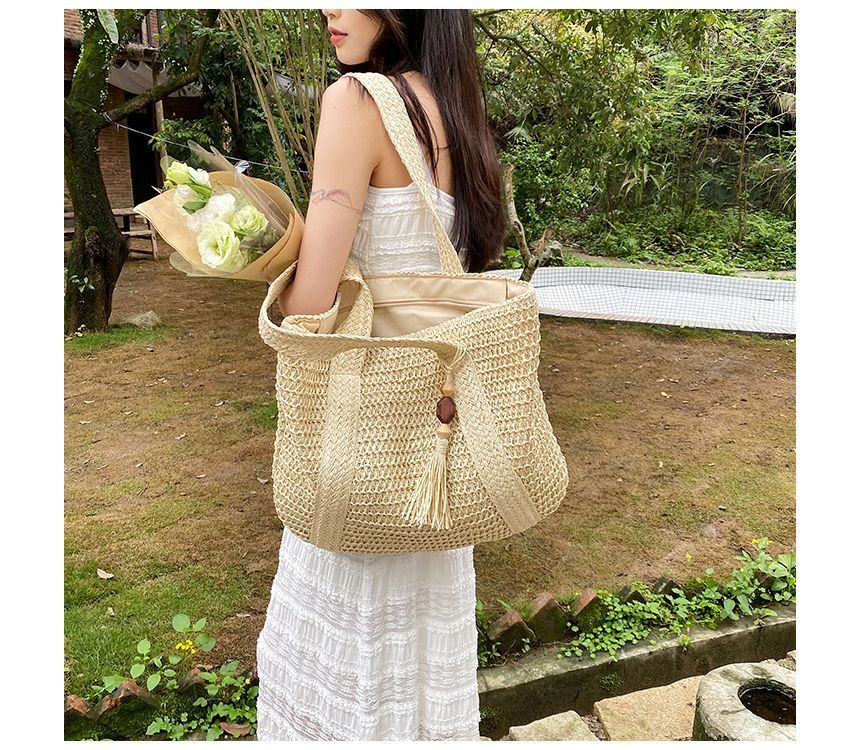 Woven Tasseled Tote Bag SpreePicky