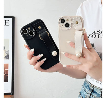 Faux Pearl Hand Strap Phone Case - iPhone 7 / 8 / SE / 7 Plus / 8 Plus / X / XS / XR / XS Max / 11 / 11 Pro / 11 Pro Max / 12 / 12 Pro / 12 mini / 12 Pro Max / 13 / 13 Pro / 13 mini / 13 Pro Max / 14 / 14 Plus / 14 Pro / 14 Pro Max SpreePicky