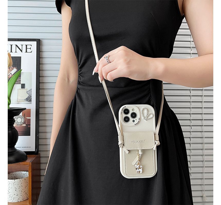 Cat Pendant Card Holder Phone Case - iPhone 7 / 8 / SE / 7 Plus / 8 Plus / X / XS / XR / XS Max / 11 / 11 Pro / 11 Pro Max / 12 / 12 Pro / 12 mini / 12 Pro Max / 13 / 13 Pro / 13 mini / 13 Pro Max / 14 / 14 Plus / 14 Pro / 14 Pro Max SpreePicky