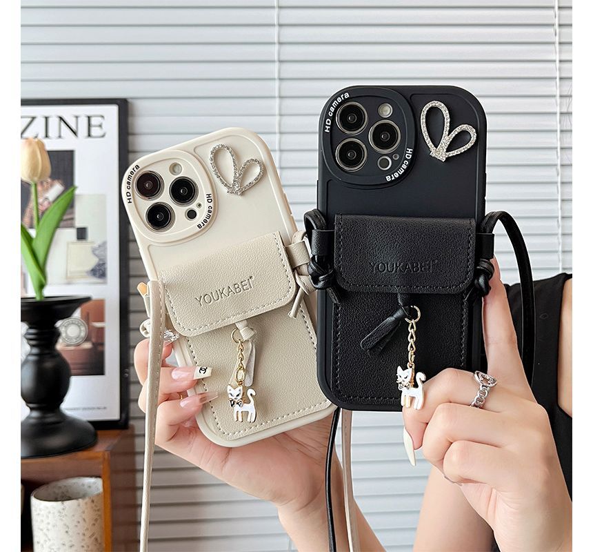 Cat Pendant Card Holder Phone Case - iPhone 7 / 8 / SE / 7 Plus / 8 Plus / X / XS / XR / XS Max / 11 / 11 Pro / 11 Pro Max / 12 / 12 Pro / 12 mini / 12 Pro Max / 13 / 13 Pro / 13 mini / 13 Pro Max / 14 / 14 Plus / 14 Pro / 14 Pro Max SpreePicky