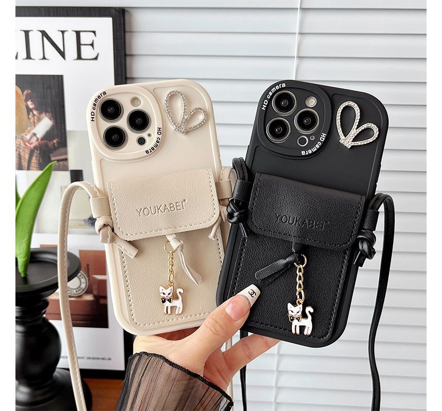 Cat Pendant Card Holder Phone Case - iPhone 7 / 8 / SE / 7 Plus / 8 Plus / X / XS / XR / XS Max / 11 / 11 Pro / 11 Pro Max / 12 / 12 Pro / 12 mini / 12 Pro Max / 13 / 13 Pro / 13 mini / 13 Pro Max / 14 / 14 Plus / 14 Pro / 14 Pro Max SpreePicky