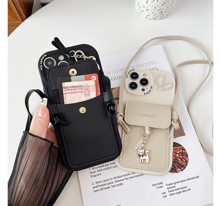 Cat Pendant Card Holder Phone Case - iPhone 7 / 8 / SE / 7 Plus / 8 Plus / X / XS / XR / XS Max / 11 / 11 Pro / 11 Pro Max / 12 / 12 Pro / 12 mini / 12 Pro Max / 13 / 13 Pro / 13 mini / 13 Pro Max / 14 / 14 Plus / 14 Pro / 14 Pro Max SpreePicky