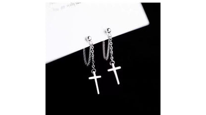 Bar / Cross Chain Sterling Silver Dangle Earring SpreePicky