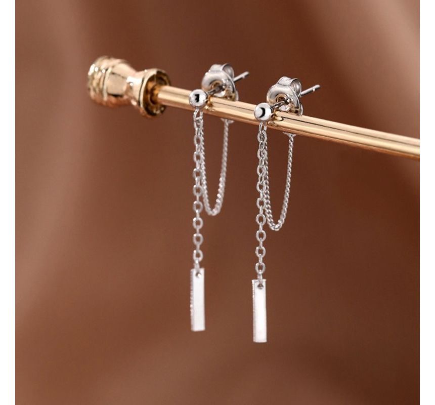 Bar / Cross Chain Sterling Silver Dangle Earring SpreePicky