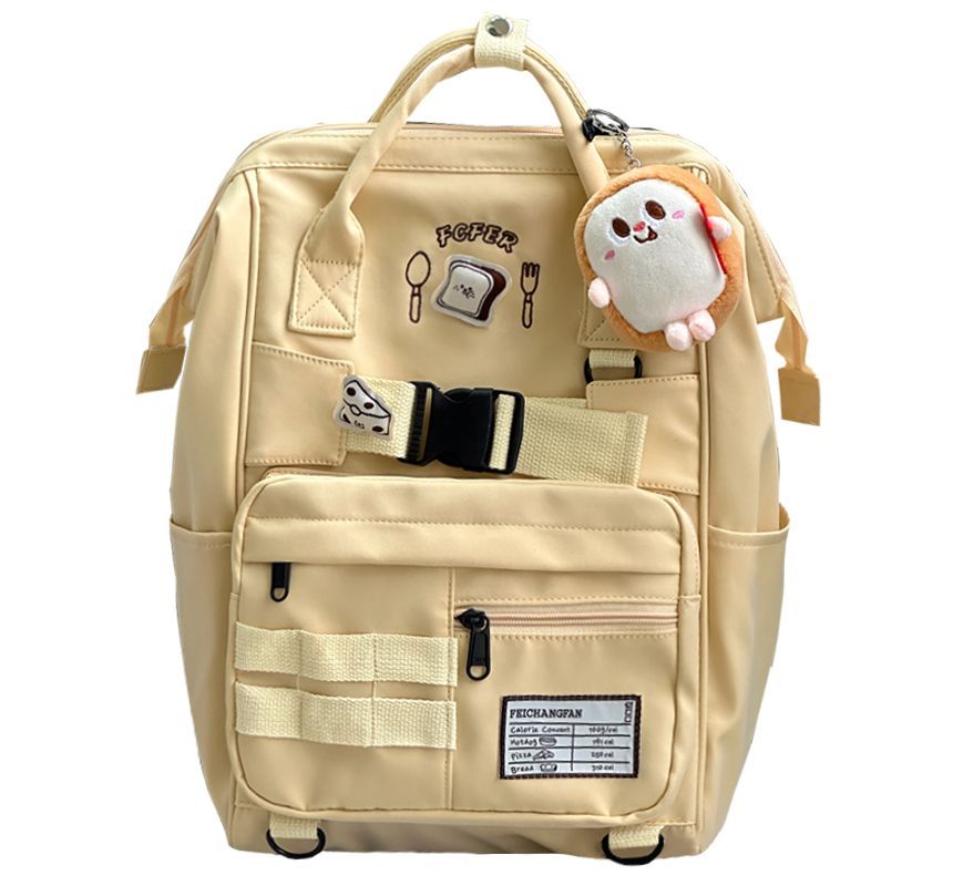 Bread Embroidered Top Handle Buckled Backpack / Charm / Set SpreePicky