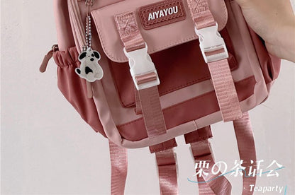 Lettering Buckled Backpack / Charm / Set SpreePicky