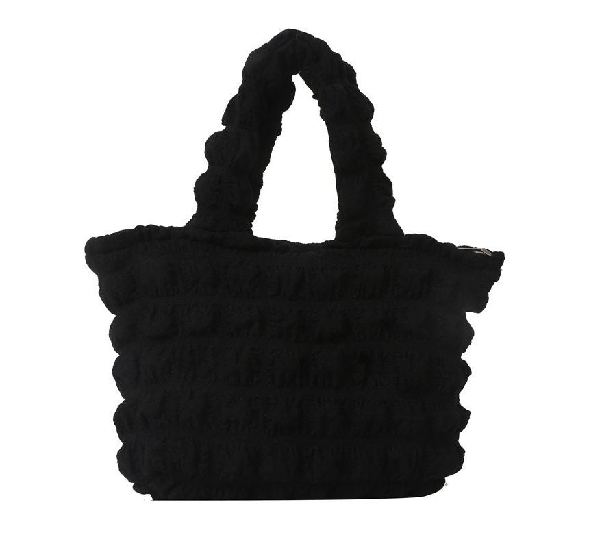 Plain Ruched Small Tote Bag SpreePicky