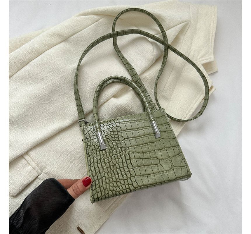 Crocodile Grain Top Handle Crossbody Bag SpreePicky