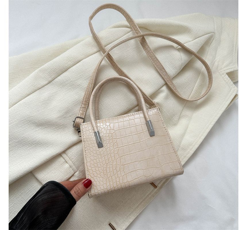 Crocodile Grain Top Handle Crossbody Bag SpreePicky