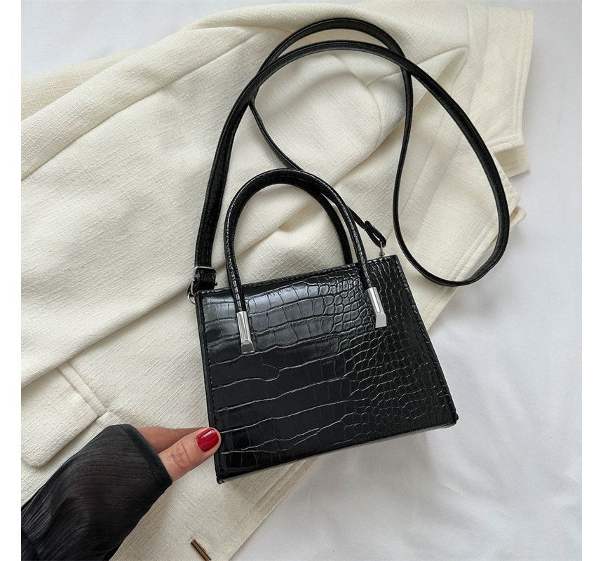 Crocodile Grain Top Handle Crossbody Bag SpreePicky