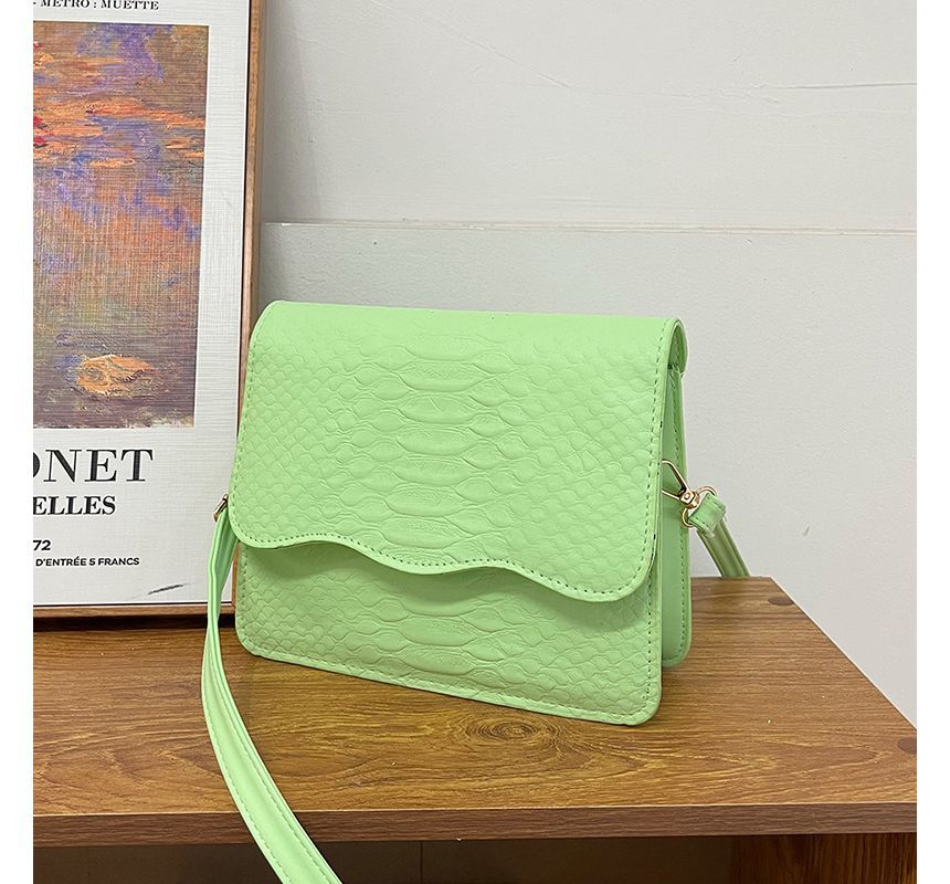 Snake Grain Flap Crossbody Bag SpreePicky