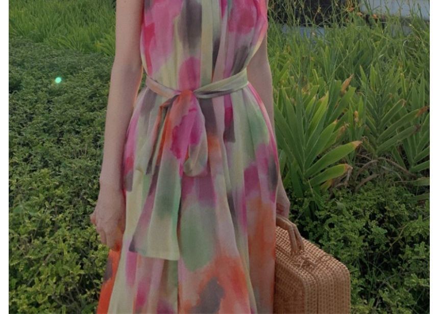 Sleeveless Round Neck Tie Dye Maxi A SpreePicky