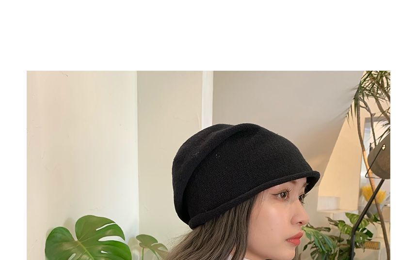 Plain Roll Up Hem Beanie SpreePicky