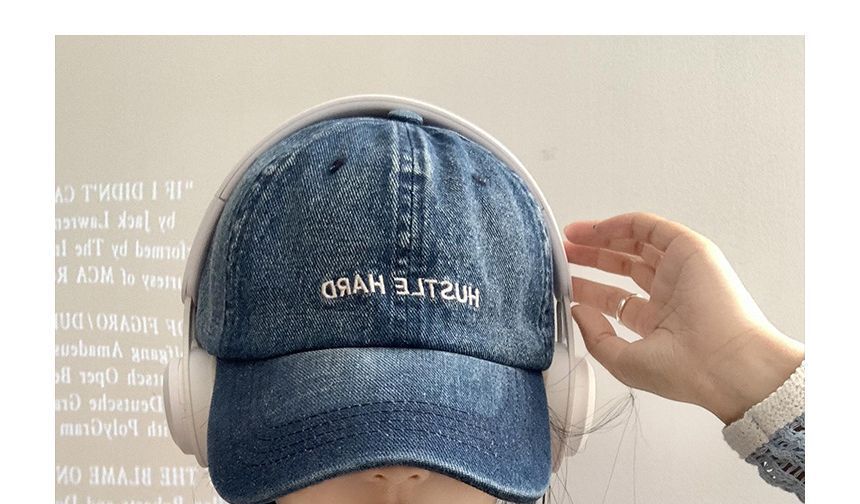 Lettering Embroidered Washed Denim Baseball Cap SpreePicky