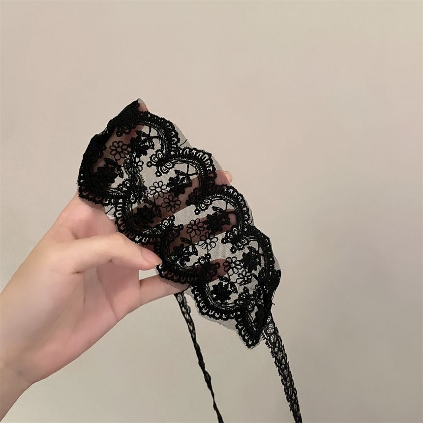 Cat Ear Chenille Headband / Lace Eye Mask / Set SpreePicky