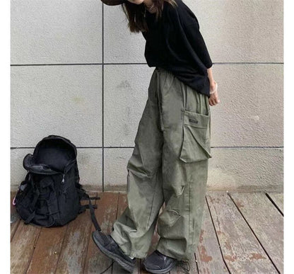 Low Rise Loose-Fit Wide-Leg Cargo Harem Pants SpreePicky