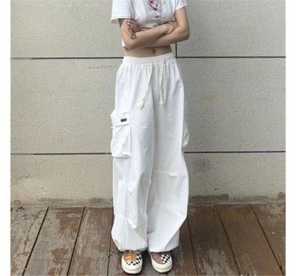 Low Rise Loose-Fit Wide-Leg Cargo Harem Pants SpreePicky