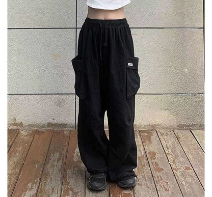 Low Rise Loose-Fit Wide-Leg Cargo Harem Pants SpreePicky