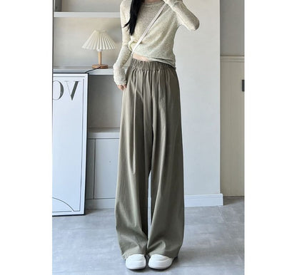 High Rise Plain Pocketed Wide Leg Sweatpants SpreePicky