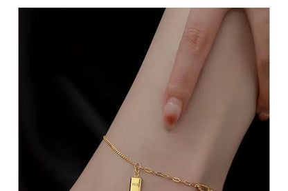 Gold Brick Pendant Anklet SpreePicky