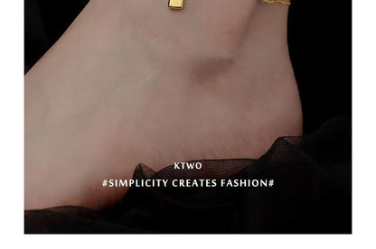 Gold Brick Pendant Anklet SpreePicky