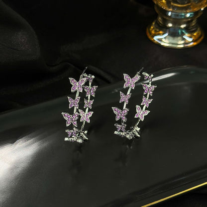 Butterfly Rhinestone Hoop Earring SpreePicky