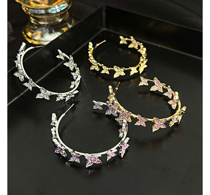 Butterfly Rhinestone Hoop Earring SpreePicky