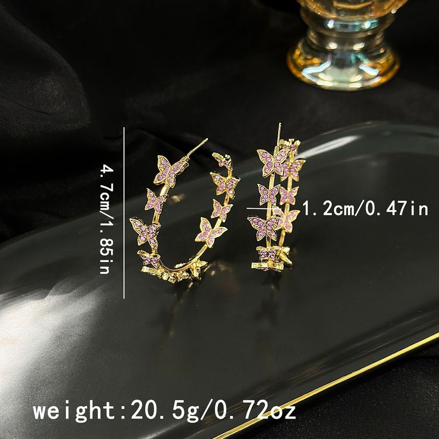 Butterfly Rhinestone Hoop Earring SpreePicky