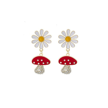 Mushroom Rhinestone Drop Earring SpreePicky