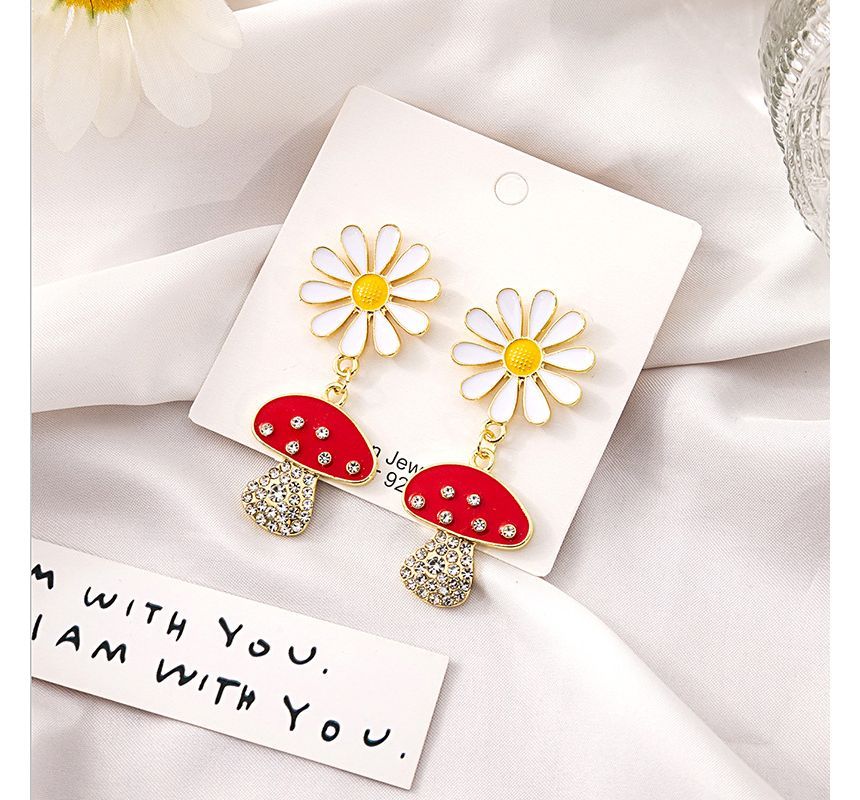 Mushroom Rhinestone Drop Earring SpreePicky