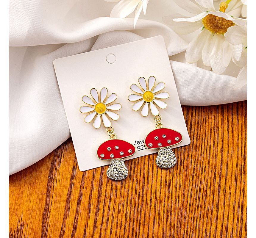 Mushroom Rhinestone Drop Earring SpreePicky