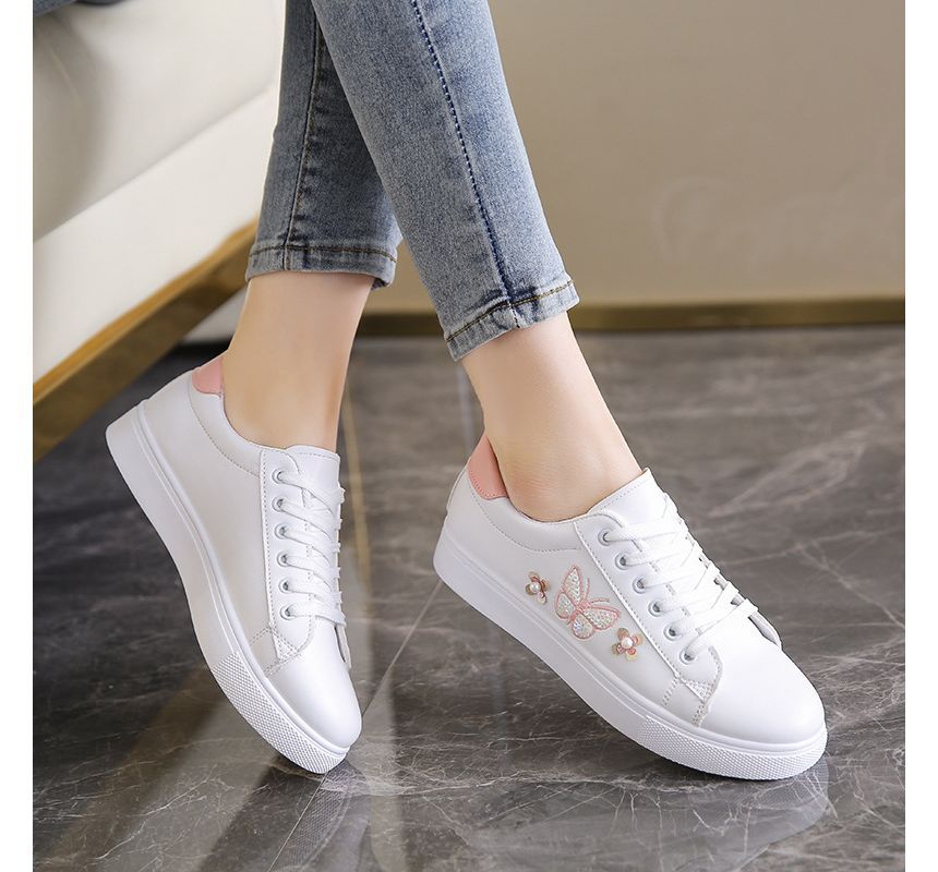 Butterfly Lace Up Sneakers SpreePicky