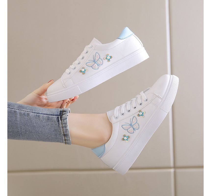 Butterfly Lace Up Sneakers SpreePicky