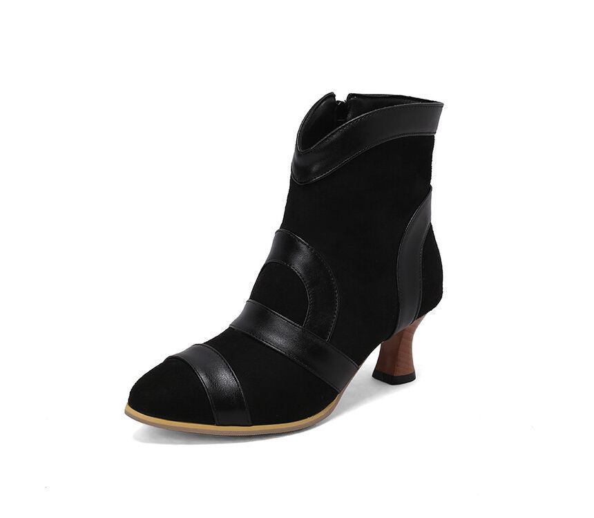 Two Tone High Heel Short Boots SpreePicky