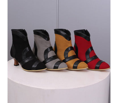 Two Tone High Heel Short Boots SpreePicky