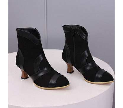 Two Tone High Heel Short Boots SpreePicky