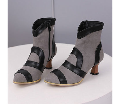 Two Tone High Heel Short Boots SpreePicky