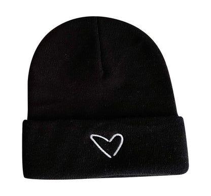 Heart Embroidered Knit Beanie SpreePicky