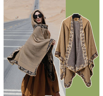 Floral Trim Hooded Cape SpreePicky