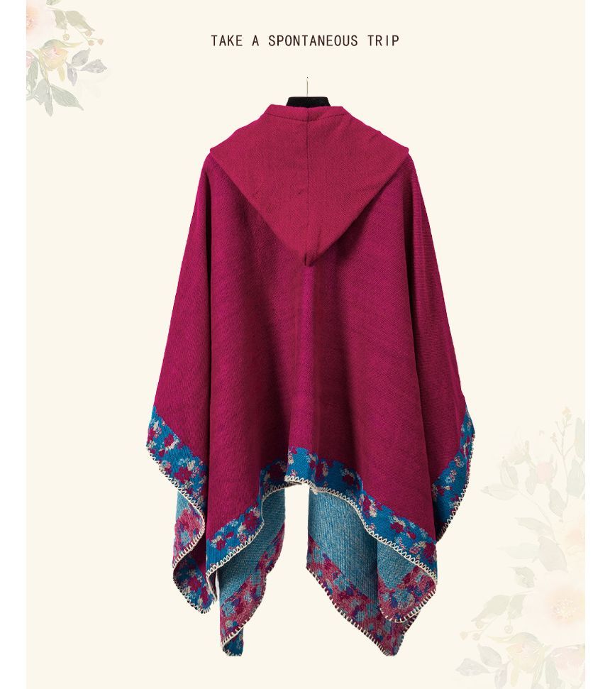 Floral Trim Hooded Cape SpreePicky